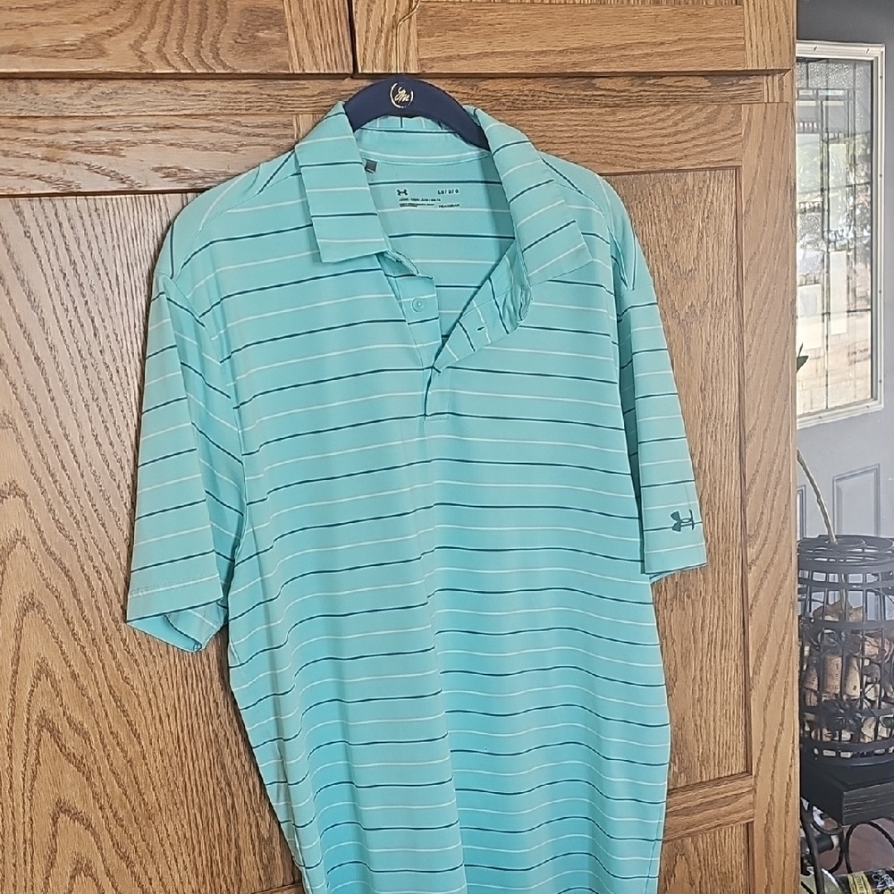 Under Armour Men’s Mint Green Striped Polo Shirt